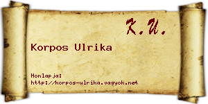 Korpos Ulrika névjegykártya